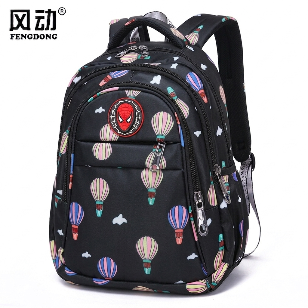 Multi-Compartment School Backpack for Kids – Black