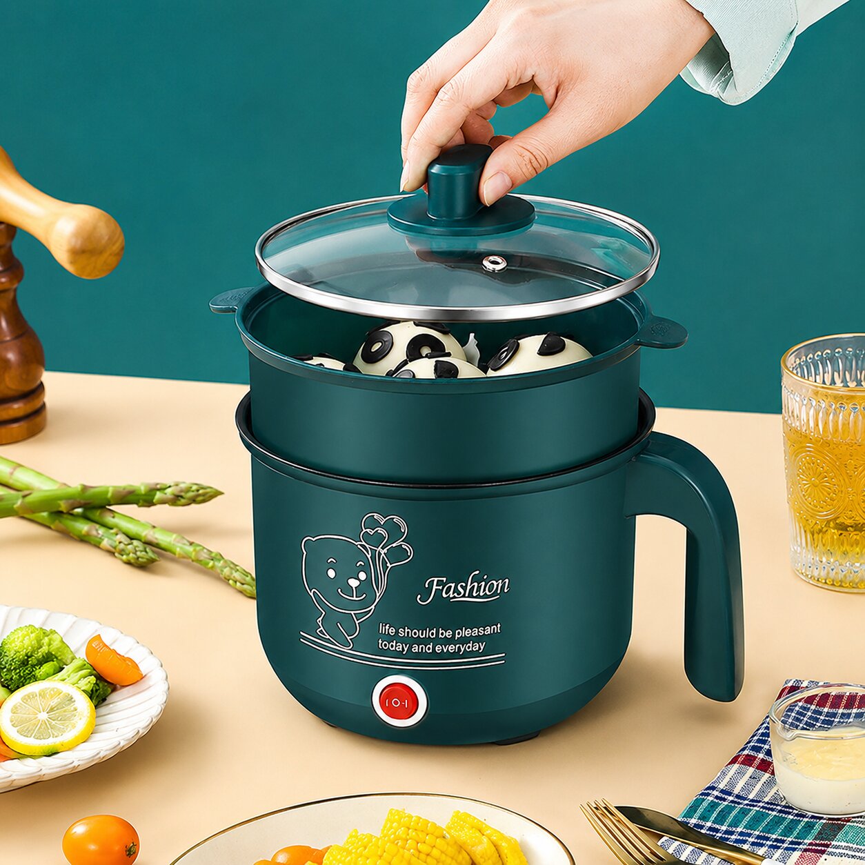 2 in 1 Electric Multi-Function Cooking Pot with Steamer – Portable Mini Electric Cooker