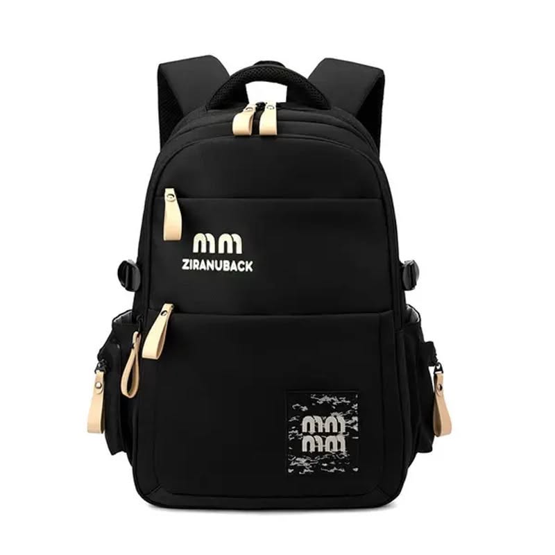 Ziranuback Multi-Pocket Water Resistant School Bag (Black)