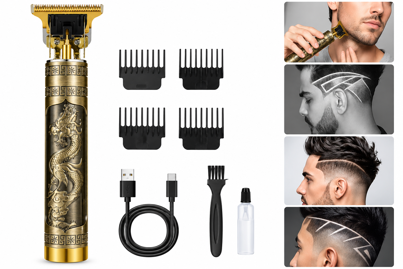 T9 Hair Trimmer for Men with 4 Guide Combs, USB Charging Cable & Cleaning Kit0
