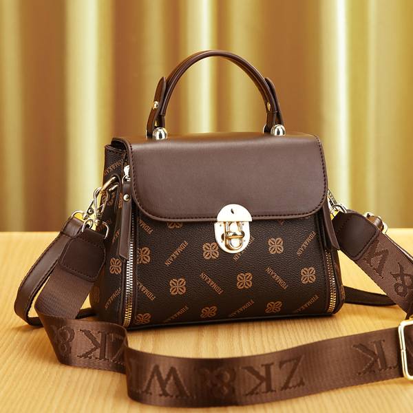 Lock Style Fashionable Printed Portable Shoulder Crossbody Bag