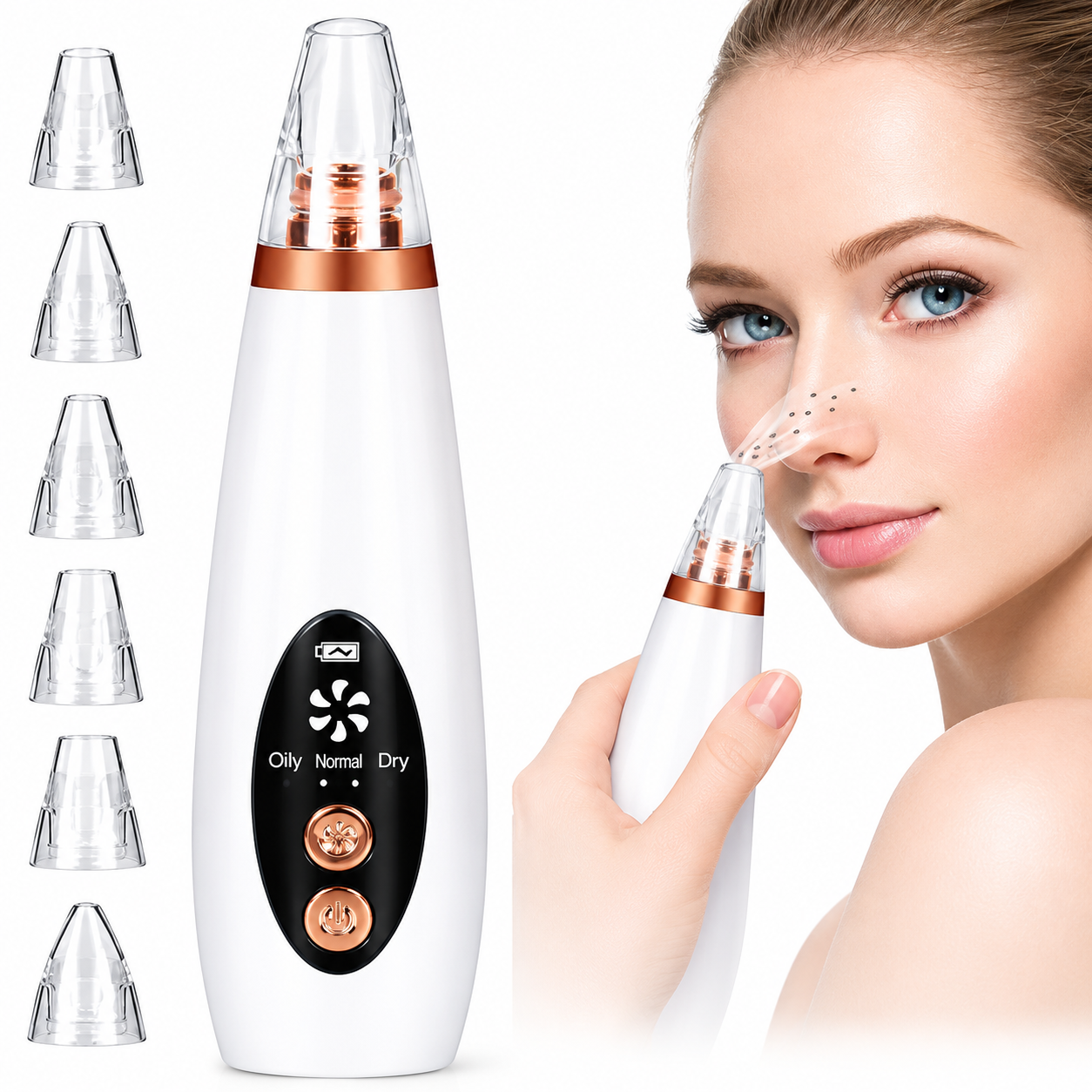Electric Blackhead Remover Pore Vacuum Cleaner with 6 Suction Heads
