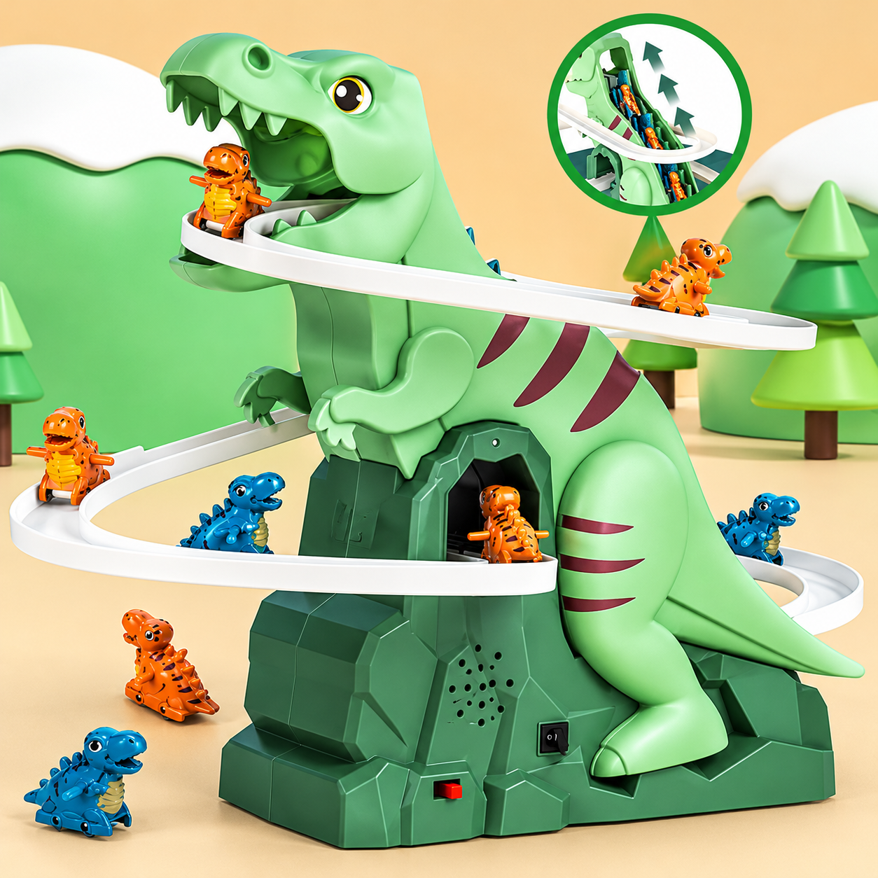 Dinosaur Chasing Race Track Slide Game with Light & Music