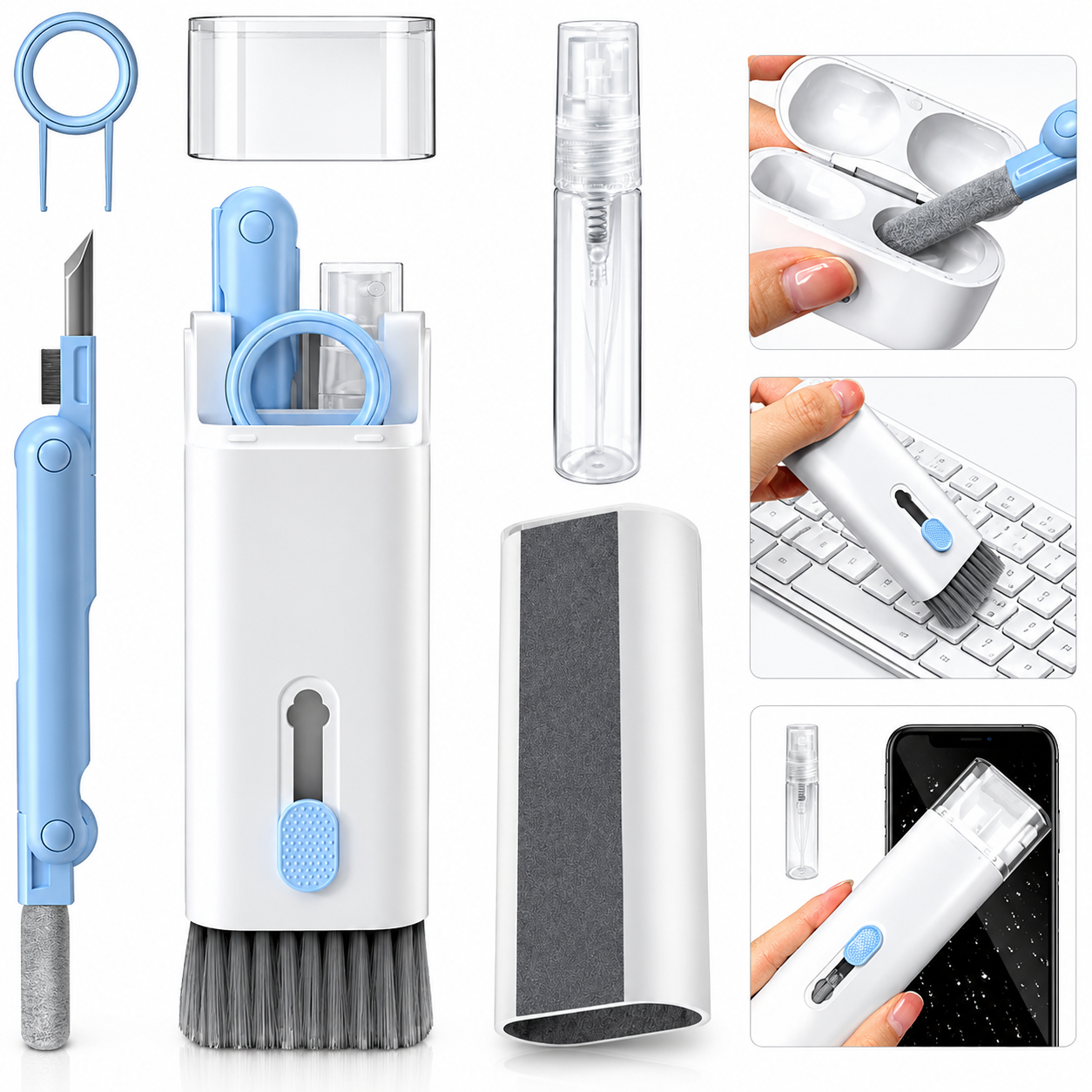 7-in-1 Multifunctional Electronic Cleaning Kit for Phone, Keyboard & Earbuds