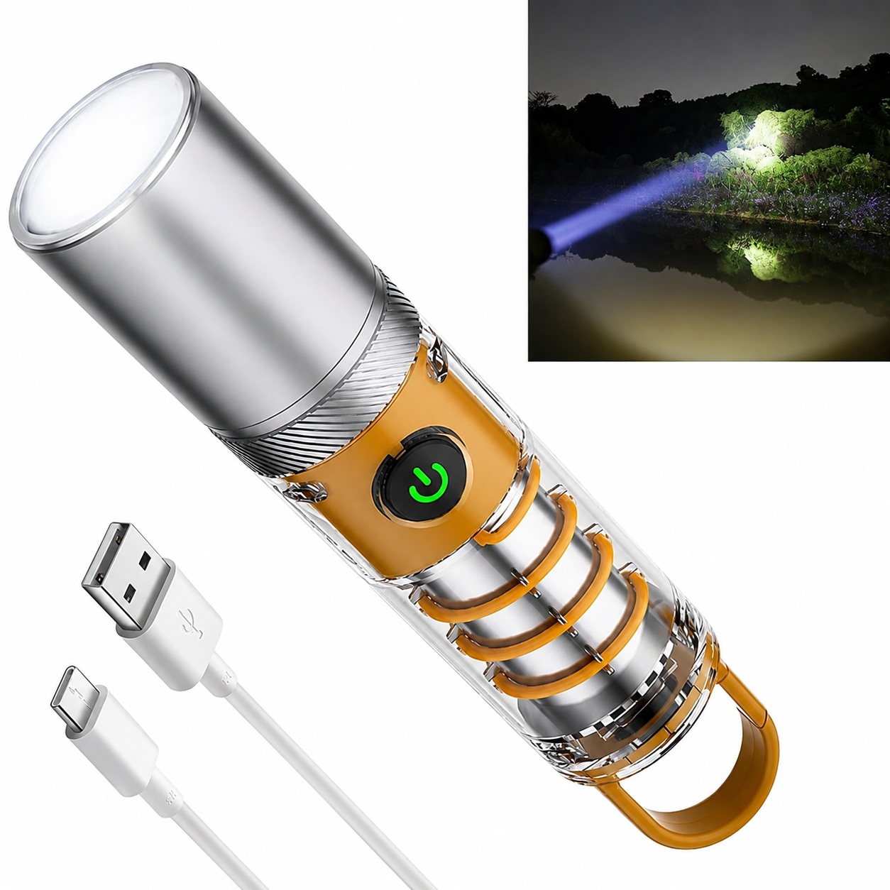 High Power USB Rechargeable LED Flashlight – Super Bright Long Range Torch Light