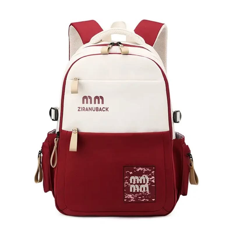 Ziranuback Multi-Pocket Water Resistant School Bag (Red)
