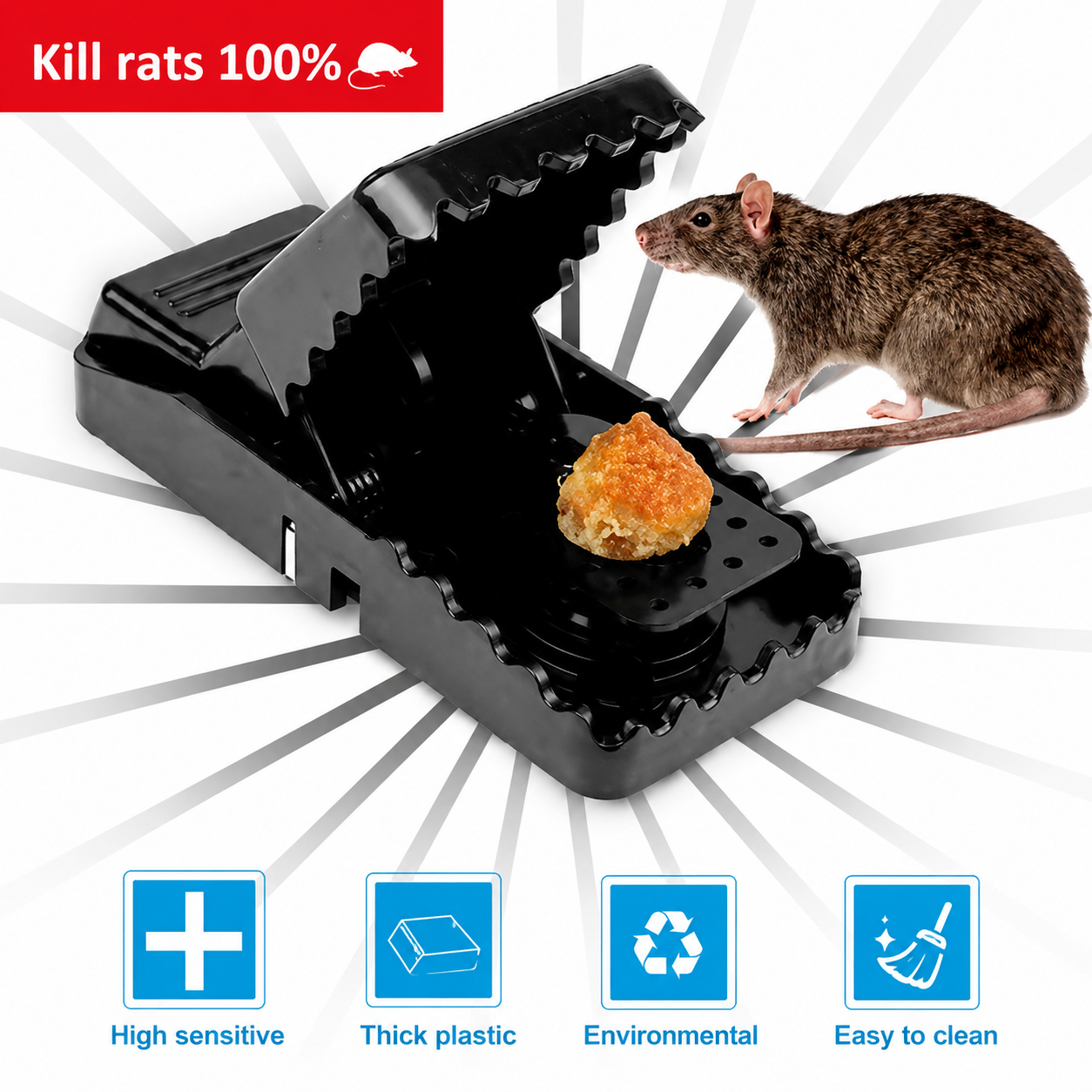 Heavy Duty Plastic Rat Trap (5×3×3 inches)