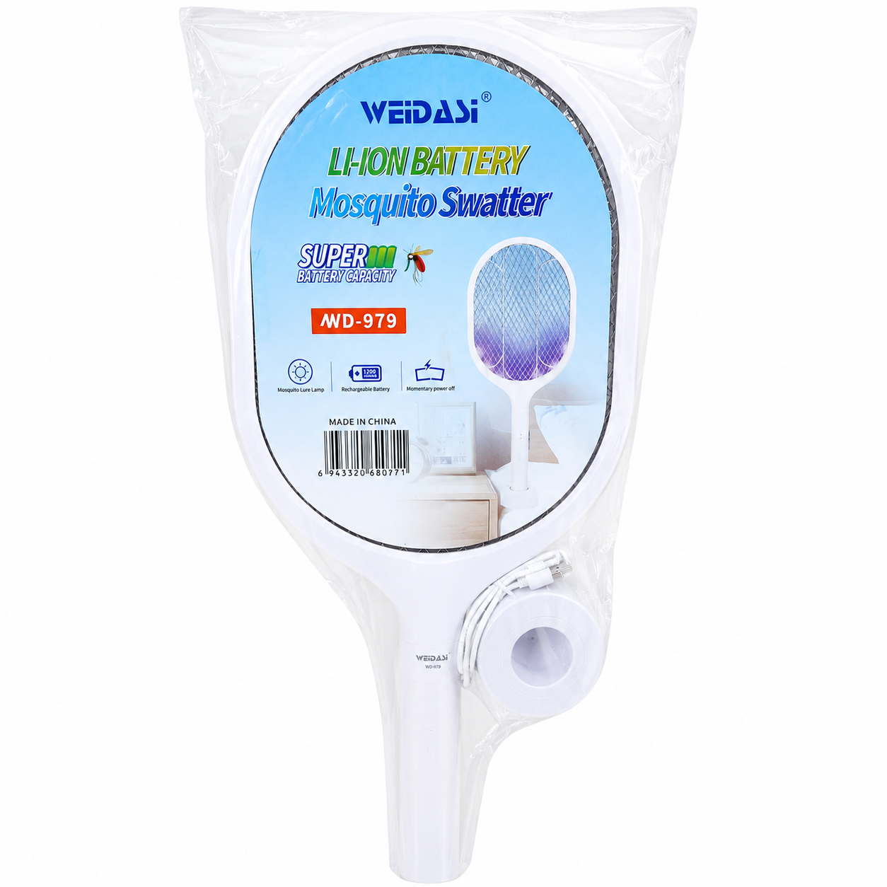 Rechargeable Electric Mosquito Bat with LED Light