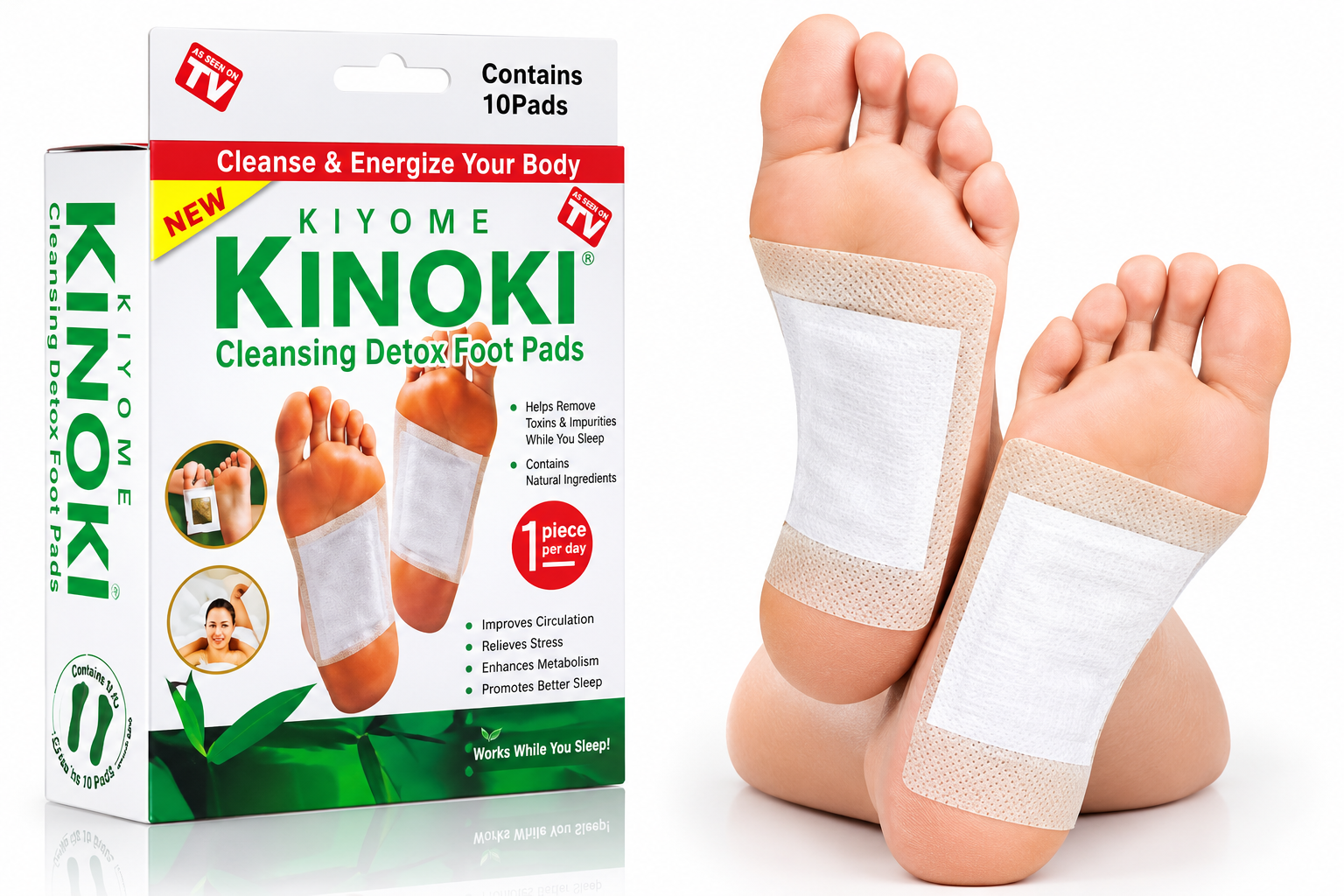 Kinoki Detox Foot Pads – 10-Piece Cleansing Foot Patch Set