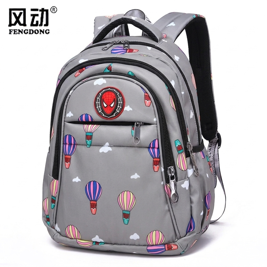 Multi-Compartment School Backpack for Kids – Ash