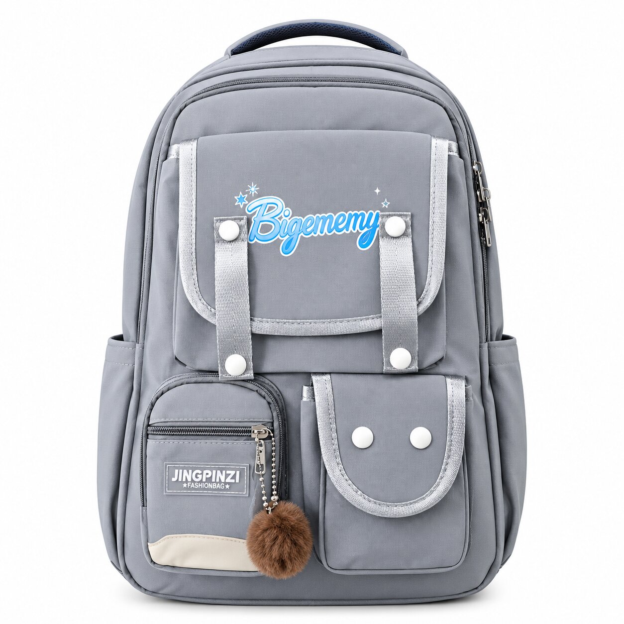 Bigemeng Kids School Backpack – Grey Multi-Pocket School Bag
