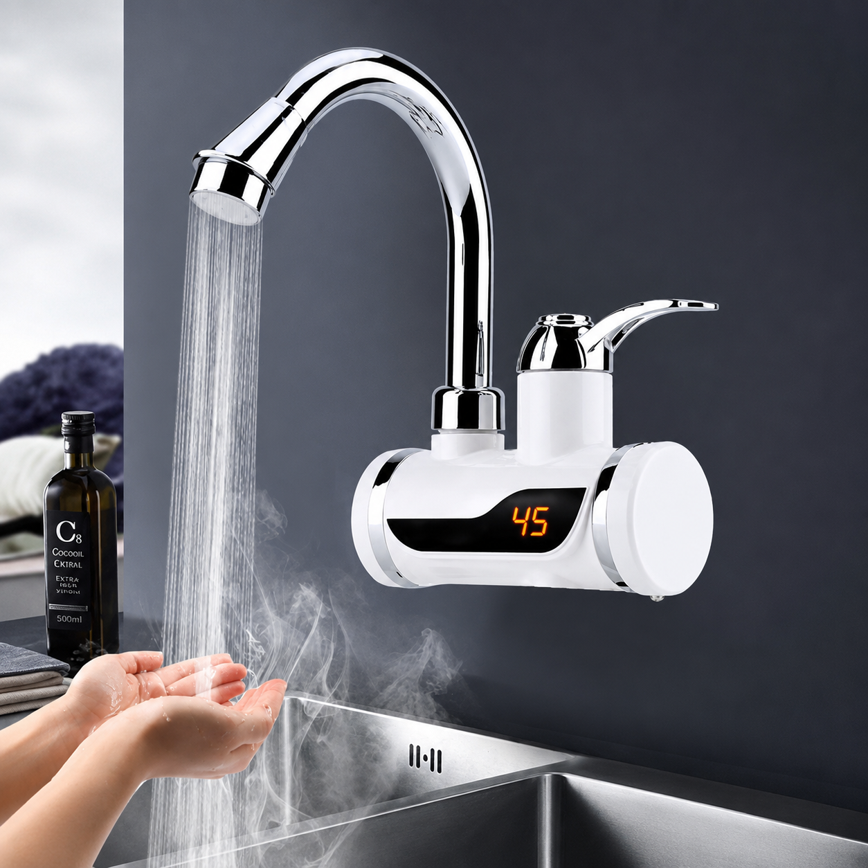 Instant Electric Water Heating Faucet with LED Temperature Display